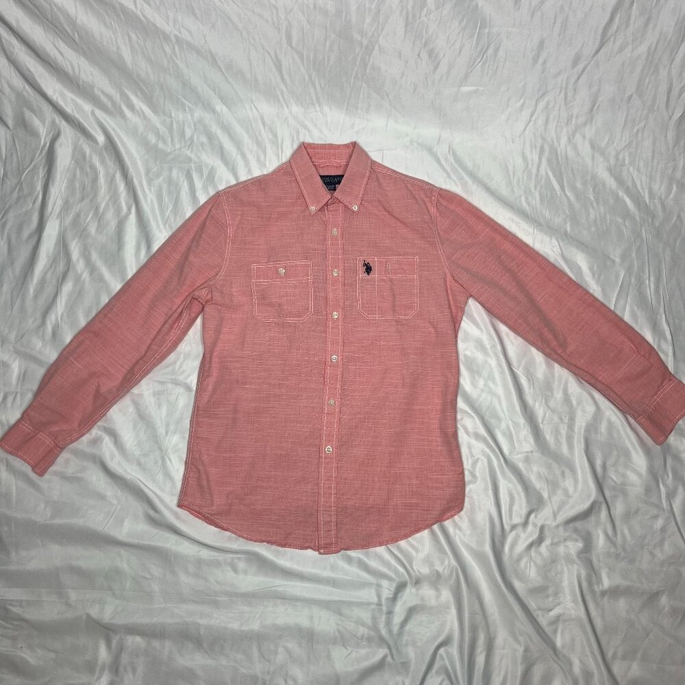 U.S POLLO ASSN. Mens Small -  Pink Long-Sleeve Casual Button Down Dress Shirt